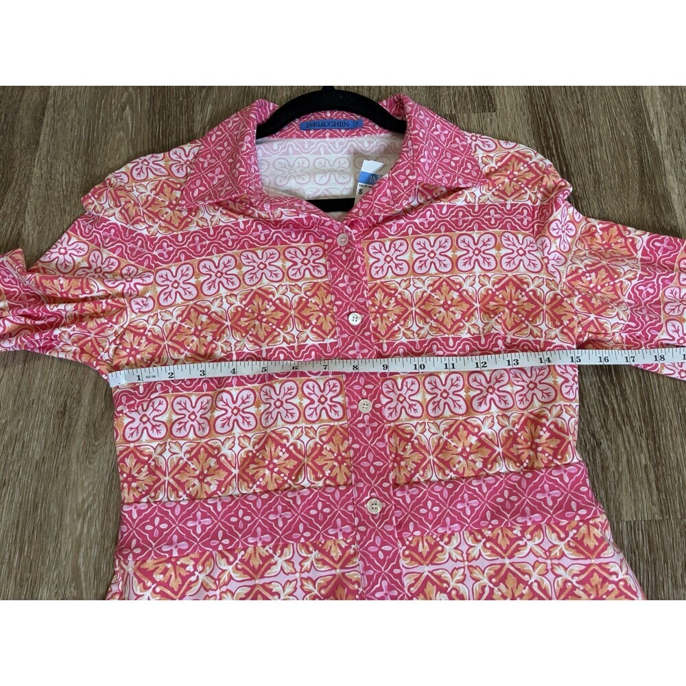 J McLaughlin NWT Kailyn Midi Dress Hot Pink/Orange Garden Mosaic Waves Small - Picture 7 of 7